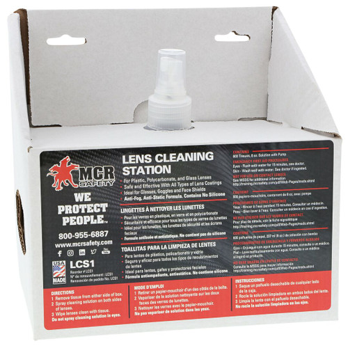 MCR Safety Lens Cleaning Station - 1 8 oz lens cleaner, 600 tissues
